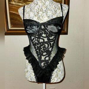 Vintage 1980s Black Teddy Bodysuit by Juliara